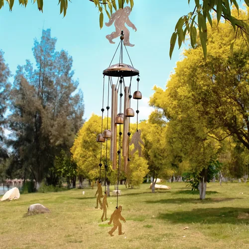 Vista 2 de GDNSFIT, carillones de viento Bigfoot para exteriores, carrillones de viento de metal al aire libre, regalos de Bigfoot para mujeres/hombres