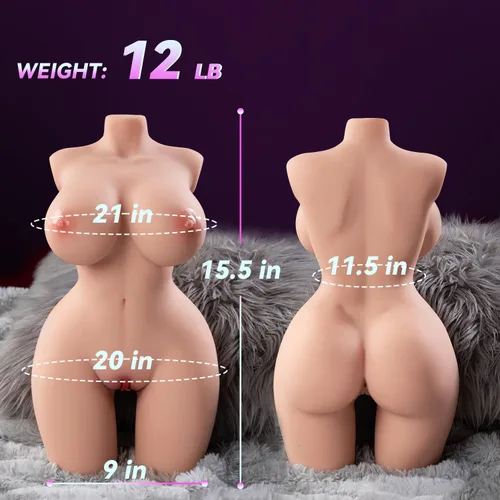 Vista 7 de Baquick Muñeca sexual realista de 12 libras, diseño Ava realista 1:1 escalado, juguete de masturbación masculina 3 en 1, vagina de doble entrada