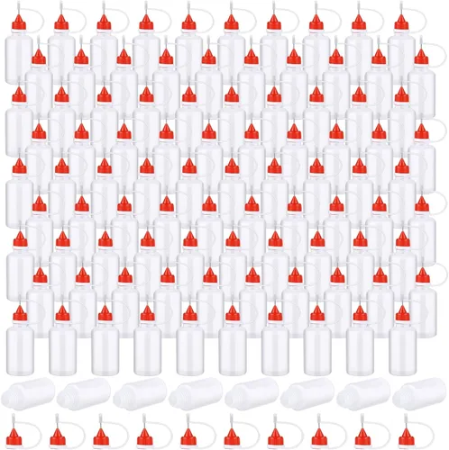 Vista 9 de Zhehao 100 unidades de 1.0 fl oz/1 oz con punta de aguja negra con pegamento para botella, aplicador de punta de precisión, botella de plástico a