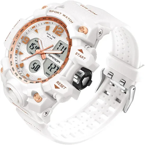 Vista 5 de WISHFAN Reloj deportivo digital para mujer, reloj de pulsera impermeable de doble pantalla con alarma y cronómetro, Digital