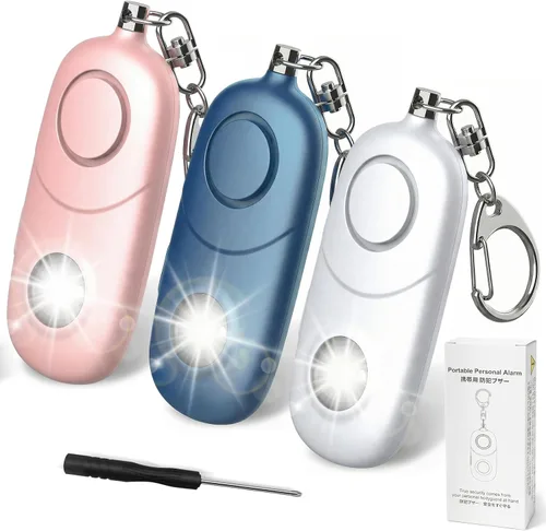 Vista 15 de Alarma personal para mujeres, llavero de alarma: Qoosea 135dB llavero de emergencia sirena con luz estroboscópica sirena fuerte para mujeres, niños