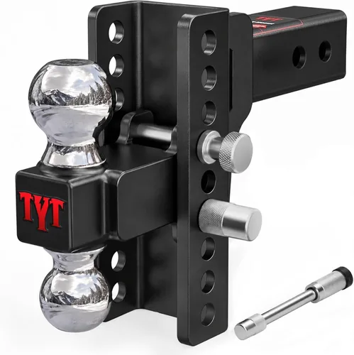 Vista 11 de TYT - Enganche de remolque ajustable de tres bolas para receptor de 2 pulgadas, caída/elevación de 4.5", bolas triples (1-7/8", 2", 2-5/16")