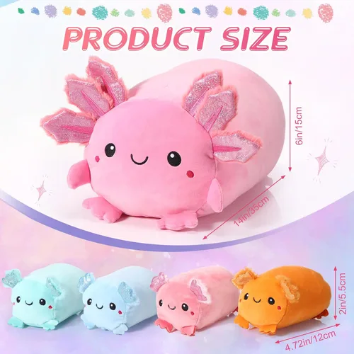 Vista 2 de Aoriher 5 piezas Kawaii Axolotl de peluche lindo de 14 pulgadas mamá axolote con 4.72 pulgadas mini almohada de peluche para adultos, regalo