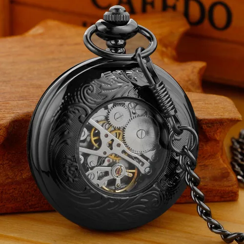 Vista 5 de Reloj de bolsillo mecánico para hombre, esfera de número romano, diseño de fase lunar MW104