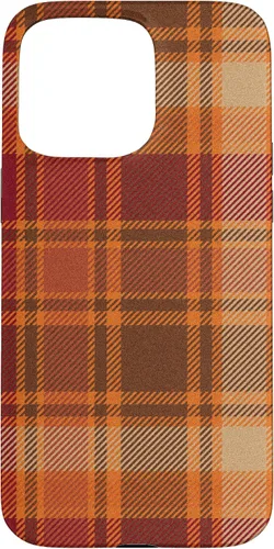 Vista 28 de iPhone 16 Vintage Halloween Naranja Rojo Plaid Otoño Calabazas Caso