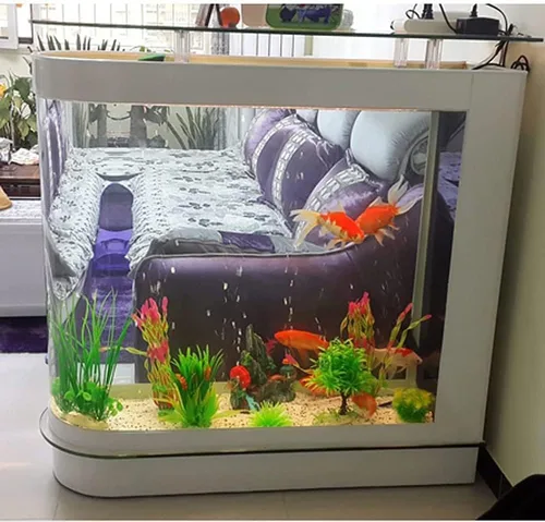 Vista 7 de Kit de Acuario Vertical de Lujo Tanque de Peces Grande 124Gal Acuario de Vidrio Grande Glsaa Bar Mesa blanco 2