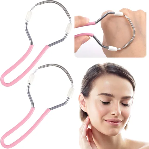 Vista 8 de 2pcs removedor de vello facial manual, depiladora de resorte de acero inoxidable portátil, removedor de vello facial suave para mujeres hombres