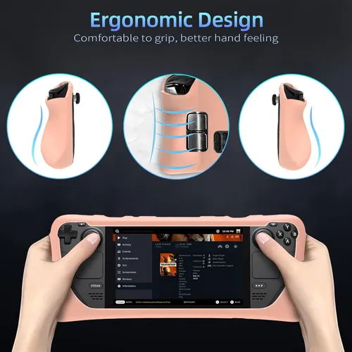 Vista 5 de OFFCURVE Case for Steam Deck, Silicone Cover Case with Screen Protector & 2 Pairs Thumb Grips for Vavle Steam Deck Skin Shock-Absorption, Non-Slip