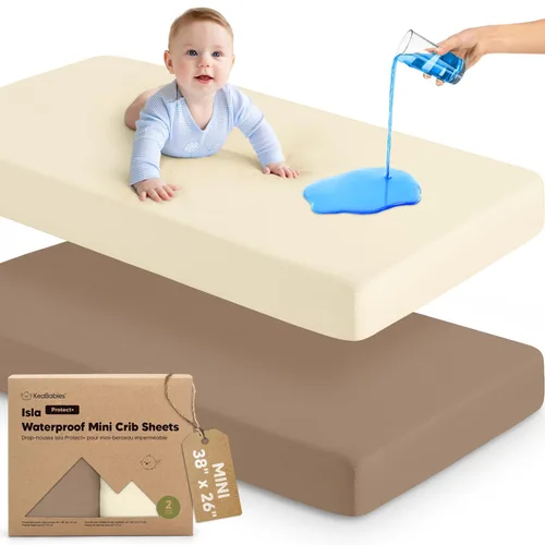 Vista 41 de Sábanas ajustadas para Pack and Play - Paquete de 2 sábanas mini para cuna para Pack N Play, colchón 38x26, ropa de cama suave y acogedora