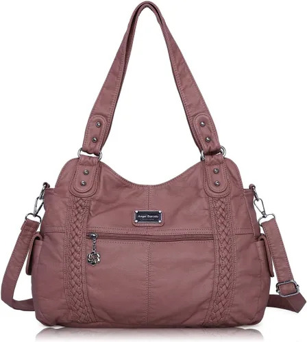 Vista 128 de Angel Barcelo - Bolsa de hombro amplia para mujer, diseño Hobo, cuero lavado
