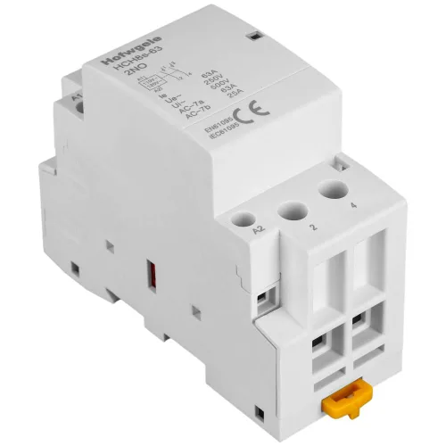 Vista 6 de HCH8s-63 Contactor de CA del hogar 63A 2 postes dos normalmente abiertos 110V/120V voltaje de bobina 1.378 in montaje en carril DIN