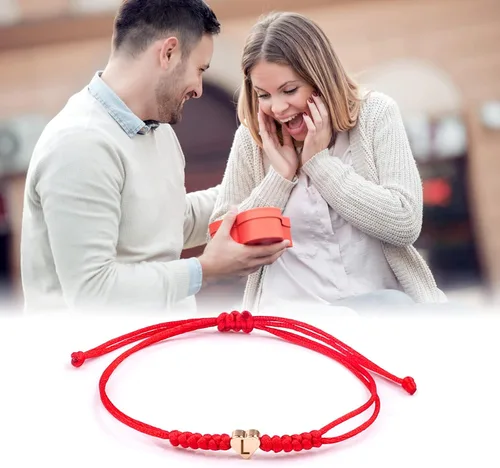 Vista 7 de Pulseras con iniciales para adolescentes y niños, pulsera de letra N con dije de inicial, pulseras hechas a mano para el día de San Valentín, Día