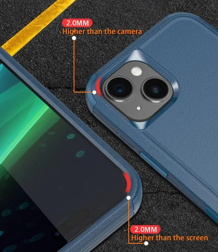 Vista 4 de Diverbox Funda para iPhone 15 [a prueba de golpes] [a prueba de caídas] [protector de pantalla de vidrio templado], funda de protección resistente