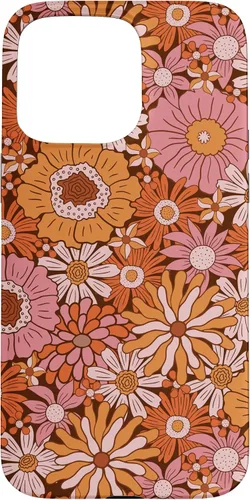 Vista 31 de Retro Flowers Meadow Floral Groovy 60s Pink Orange Brown Case for iPhone 17