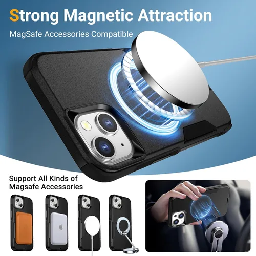 Vista 3 de jaroco Funda para iPhone 13 y Funda para iPhone 14 y Funda para iPhone 15 [Protección de Servicio Pesado][Protección contra Caídas de Grado