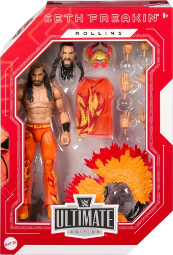 Vista 2 de Mattel WWE Ultimate Edition Fan Takeover Figura de Acción, Set Coleccionable de Seth Rollins con Accesorios Intercambiables como Cabezas Adicionales