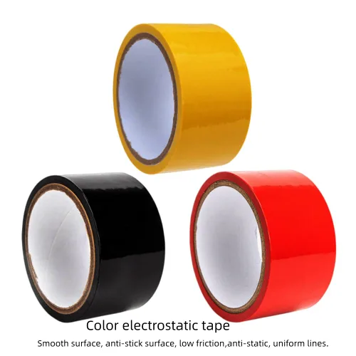 Vista 3 de 3 rollos de cintas estáticas antiadherentes, cinta adhesiva de absorción electrostática, sin pegamento, color negro, rojo y amarillo