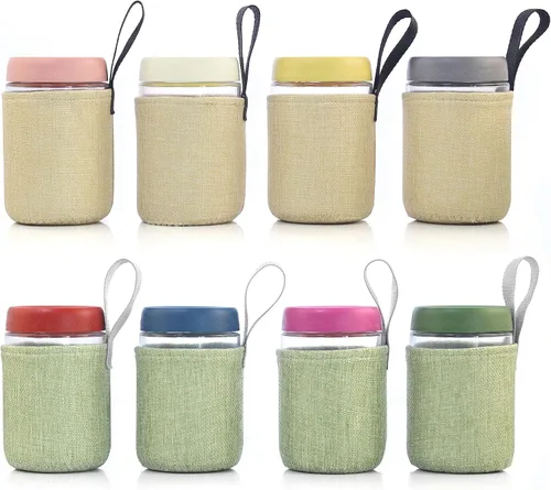 Vista 16 de Paquete de 4 de 10 OZ, Frascos para Avena Nocturna con Tapas, Recipientes de Vidrio para Preparación de Comidas, Frascos Mason Herméticos