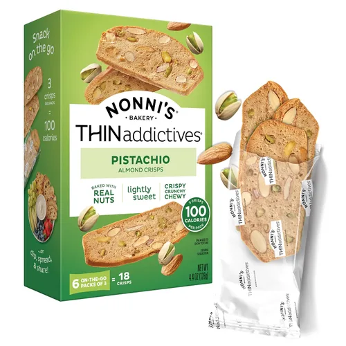 Vista 7 de Nonni's THINaddictives - Galletas finas de almendra, 6 cajas de galletas de pistacho y almendras finas, galletas de almendras dulces crujientes