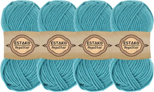 Vista 18 de Estako Megastar, 3.52 Oz (100g) de hilo de acrílico 75% y lana 25%, suave, peso grueso voluminoso #5 para crochet y tejer 120 yardas (110m)