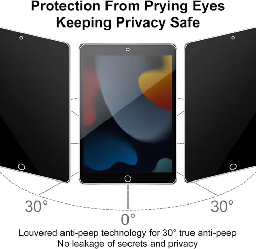 Vista 3 de Protector de pantalla de privacidad para iPad de 10.2 pulgadas (versión 2021/2020/2019, 9ª/8ª/7ª generación), resistente a los arañazos, dureza 9H