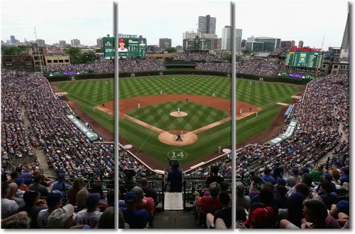 Vista 27 de TUMOVO Arte de pared en lienzo para estadio deportivo, arte de pared de campo Wrigley en Chicago, pinturas de Chicago, impresiones sobre lienzo