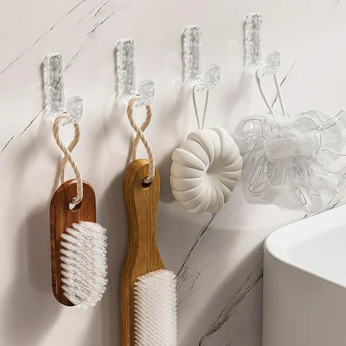 Vista 3 de Ganchos de pared adhesivos acrílicos para colgar toallas, sombreros, llaves, abrigos, ganchos para puerta delantera, escritorio, baño, cocina, sala