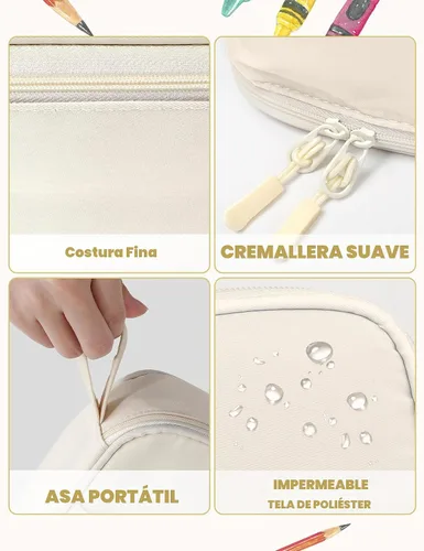 Vista 6 de Estuche Lindo para Lápices SUNEE, Funda Estética para Bolígrafos, Bolsa Grande para Lápices de Color con Cremallera, Almacenamiento y Organizador