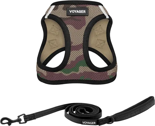 Vista 37 de Arnés de malla Voyager Step-in Air para todo clima y correa reflectante para perro de 5 pies, combo con mango de neopreno, para cachorros de razas