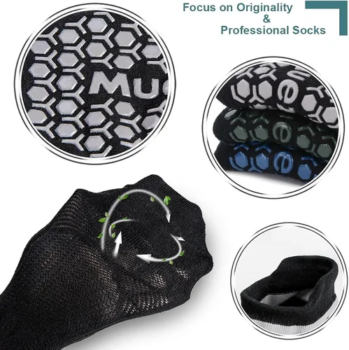 Vista 6 de Muezna - Calcetines antideslizantes para hombre para yoga pilates barre Bikram fitness hospital con agarre