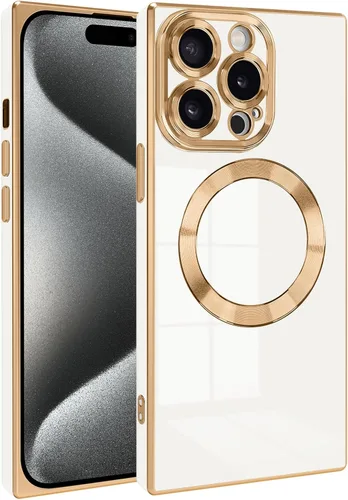 Vista 11 de Funda magnética para iPhone 15 compatible con Magsafe, TPU suave plateado a prueba de rayones con lente totalmente cubierta compatible con carga