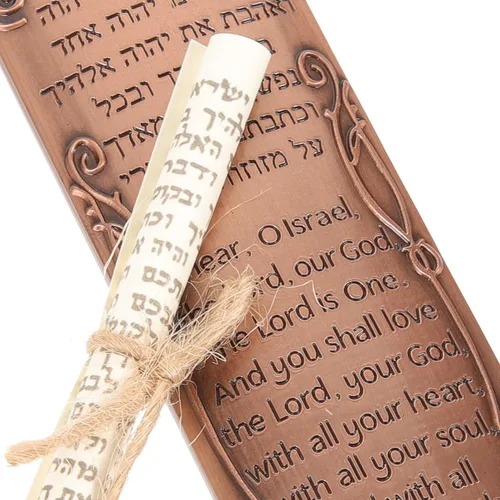 Vista 9 de EXCEART Mezuzá con puerta de desplazamiento judía Mitzvah puerta Mezuzah caja de mezuzá de metal placa de mezuza regalo judío Hannukah regalo