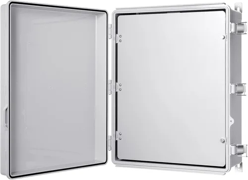 Vista 10 de Caja de conexiones Gratury, carcasa de plástico impermeable IP67 para proyectos eléctricos, cubierta con bisagras gris, incluye placa de montaje