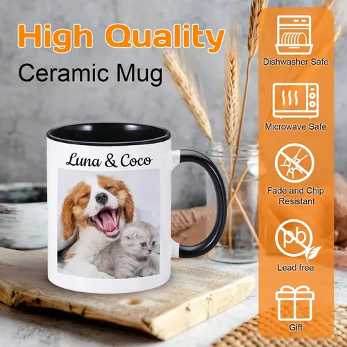 Vista 3 de Taza de café personalizada con texto fotográfico, taza de café personalizada, regalos personalizados para hombres y mujeres, taza con foto
