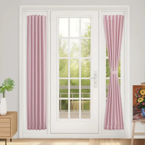 Vista 21 de Vatge Cortinas laterales autoadhesivas para puertas de cristal, sin taladro, extraíble, panel de filtrado de luz, 1 panel, 12 pulgadas de ancho x 60
