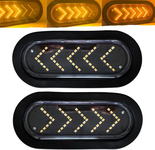 Vista 6 de Luz trasera de remolque de 6 pulgadas, color ámbar, 45 LED, secuencial, con flecha secuencial, para remolque, luces indicadoras de señal ovalada