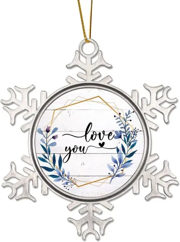Vista 8 de Corona de flores florales Life is Sweet Adorno de copo de nieve de metal para árbol de Navidad, decoración colgante de árbol de Navidad, divertido
