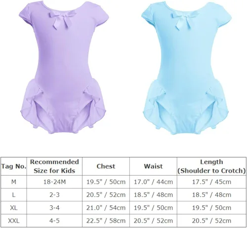 Vista 7 de OBEEII Vestido de ballet de manga corta para niña y niña con falda alta y falda de leotardo bailarina de gimnasia