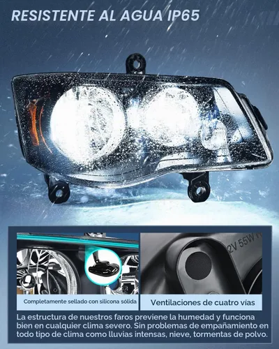 Vista 4 de Nilight Conjunto de faros delanteros para 2011 2012 2013 2014 2015 2016 2017 2018 2019 Dodge Grand Caravan 2008-2016 Chrysler Town & Country