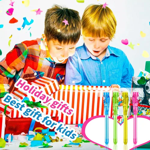 Vista 7 de 30 piezas de bolígrafos de tinta invisible con luz UV, bolígrafo espía, marcador mágico, recuerdos de fiesta para niños de 8 a 12 años, regalos