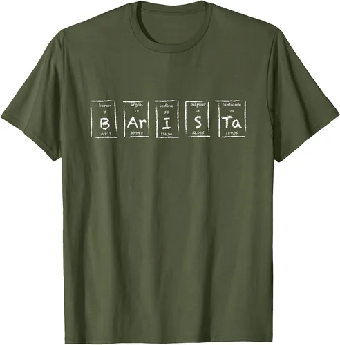 Vista 30 de Barista Espresso Latte Cappuccino Coffee Periodic Table T-Shirt Asphalt Grey