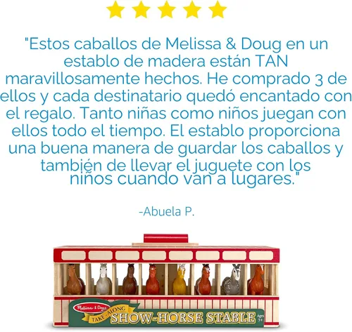 Vista 5 de Establo de madera de juguete con 8 caballos, de Melissa & Doug