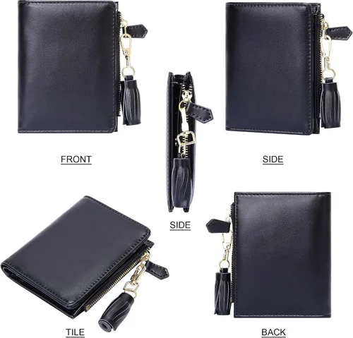 Vista 5 de FEITH & FELLY - Pequeña billetera plegable para mujer con monedero con cremallera y tarjetero