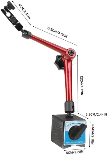 Vista 4 de GOTOTOP Soporte de base magnética universal ajustable de 13.780 in para indicador de indicador de prueba de dial