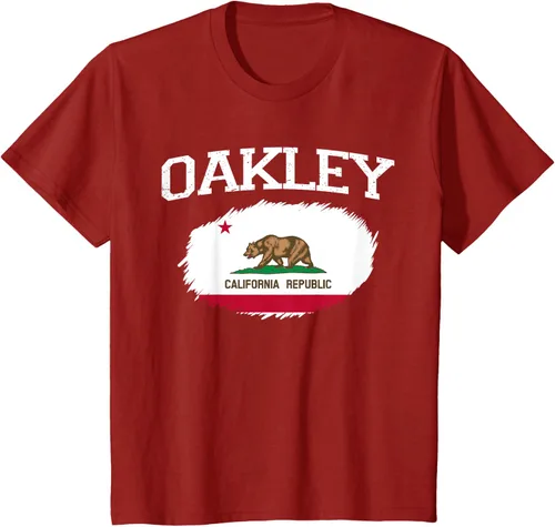 Vista 47 de OAKLEY CA CALIFORNIA Flag Vintage USA Sports Hombre Mujer Camiseta, Negro