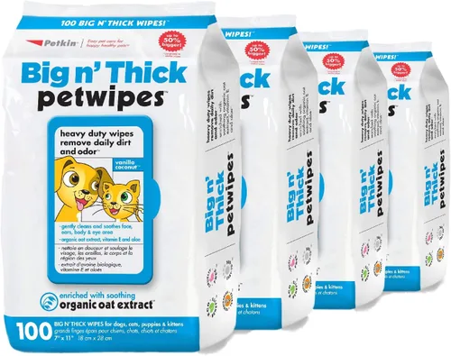 Vista 10 de Petkin Big N' Thick Toallitas para Mascotas 100