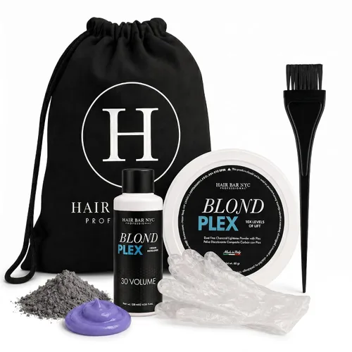 Vista 10 de Blond Plex Extreme Lifting 10X Levels - Polvo Aclarante Libre de Polvo Negro/Carbón con Acabado Frío y Brillante - Hecho en Italia 500g / 17.63oz