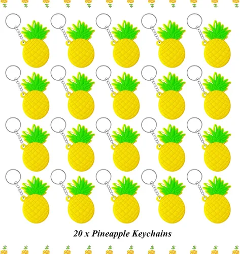 Vista 5 de CiciBear Paquete de 20 llaveros de piña, recuerdos de fiesta para fiesta temática hawaiana tropical Luau, baby shower, cumpleaños, recompensas