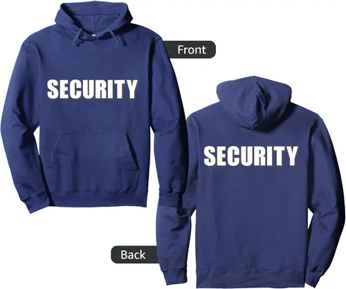 Vista 9 de Sudadera con capucha con estampado frontal y trasero de servicio de guardia de Negro