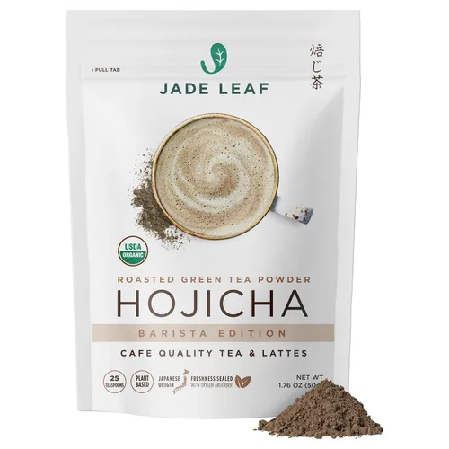 Vista 9 de Jade Leaf Matcha Hojicha en polvo orgánico, té verde matcha tostado en polvo, edición barista, auténtico japonés, 454 porciones